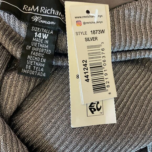Two-Piece Shift Cocktail Dress and Jacket Size 14W Silver Metallic R&M Richards - Picture 11 of 15